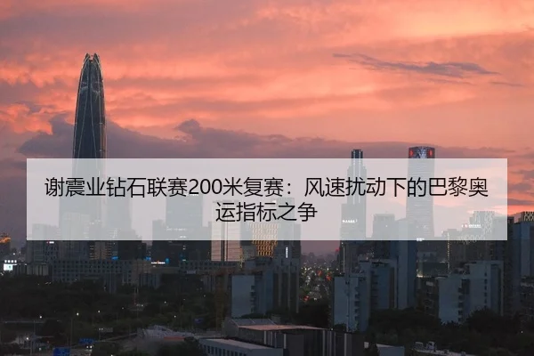 谢震业钻石联赛200米复赛：风速扰动下的巴黎奥运指标之争